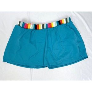 Cacique Women Size 24 Blue Swim Bottoms Skirt Multicolor Waist